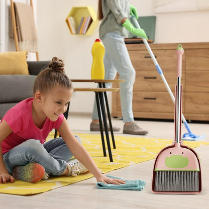 Kids Broom, Dustpan Set, Learning Toy, Sturdy Stainless Steel Handle, Lightweight PP Design, Fun Educational Cleaning Activity, Ideale per Preschool Boys and Girls
