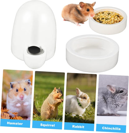 MERRYHAPY 3Pcs Small Animal Feeding and Watering Set Durable Hamster Water Bottle Food Feeder