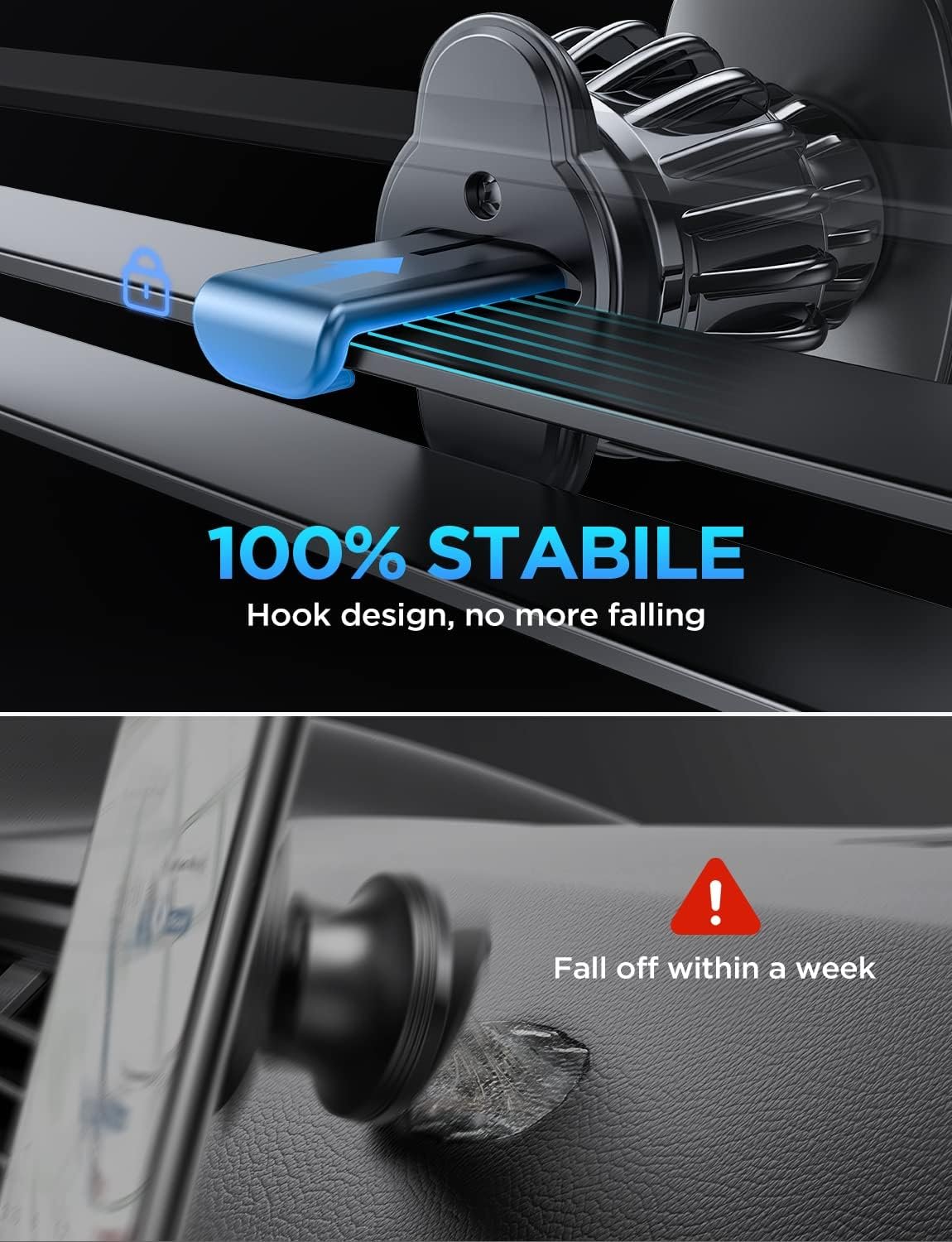 LISEN Magnetic Phone Holder Car Vent 2 Pack 6 Strong Magnets Car Vent Phone Holder Magnetic Hands-Free Cell Phone Holder Magnetic Car Mount Fit 4-7in iPhone 16 15 14 Pro Max Plus All Phones