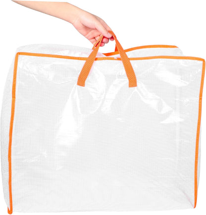 minkissy Large Transparent Clothes Storage Bag with Zipper Heavy Duty Moving Tote for Quilts Bedding Clothes and Spacious Packing for Easy Organization and Moving