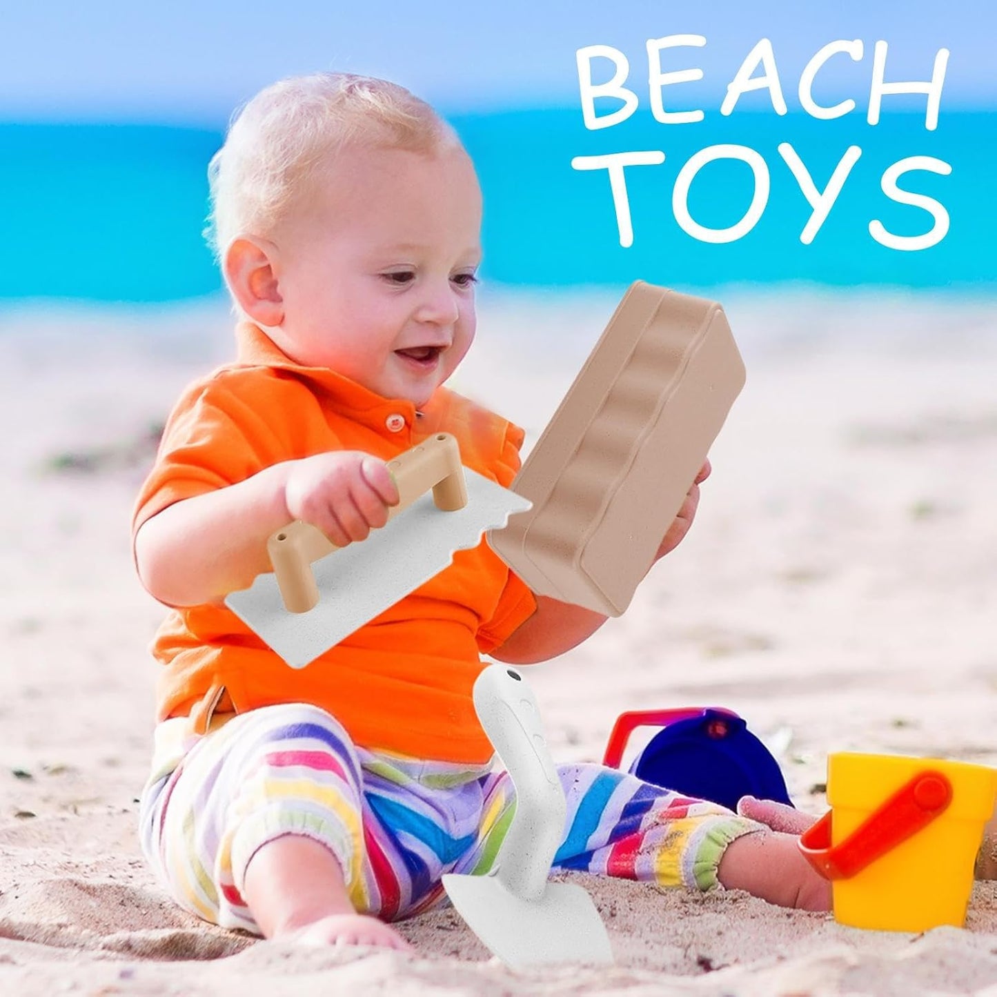 Beach Toys Set, Lightweight Game Kit, Multi-Functional Shovel, Educational Brick Mold, Creative Play Tools, Ideal for Summer Vacation, Poolside, Water Park