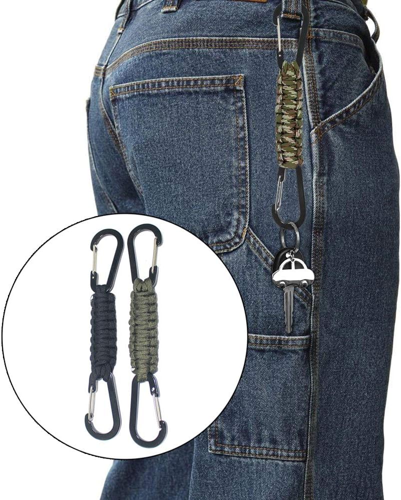 TIMGOU Paracord Keychain with Carabiner, Set of 5 Braided Lanyard Utility Ring Hook