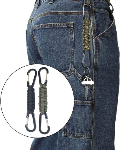 TIMGOU Paracord Keychain with Carabiner, Set of 5 Braided Lanyard Utility Ring Hook