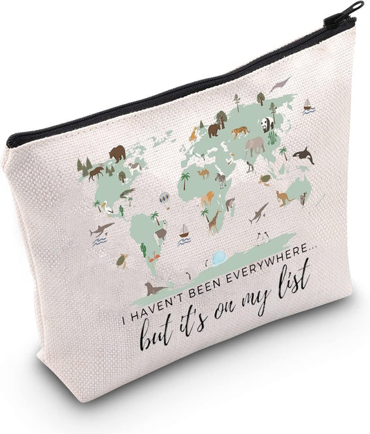 TSOTMO Travel Bag Traveler Gift Travel Cosmetic Bag Travel Accessories Toiletry Bag for Women World Travel Gift (C.ON My List)