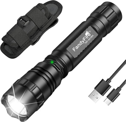 FandyFire 1000 Lumen Rechargeable Duty Belt Flashlight with Holster, 3 Modes for Police Security & Law Enforcement Gear 501BX