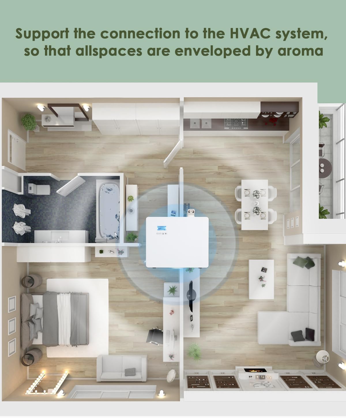 Mxmoonant Essential Oil Diffuser, Waterless, 3000m³ Cover, 1000 ml Oil Bottle, Wall Mounted, Electric, App Control, HVAC Connectable for Large Rooms, Home, Office, Hotel