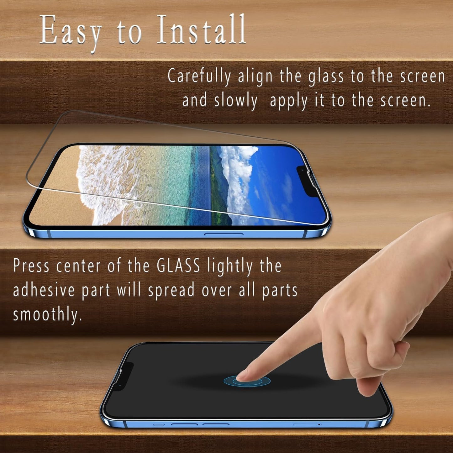 [2-Pack] HPTech Screen Protector for iPhone 14 6.1-inch Tempered Glass Film, Case Friendly, Anti-Scratch, Bubble Free