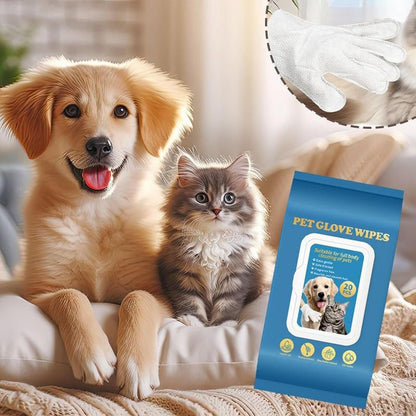 Pet Glove Wipes - 20X Dry Cleaning Gloves for Dogs | Comfortable Waterless Washer Brush for Daily Care, Washing Grooming Bathing, Paw Hygiene