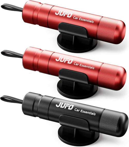 JUFO 3 Pack Car Escape Tool with Seat Belt Cutter Quick Emergency Window Breaker Escape Safety Hammer (Red *2+Black)