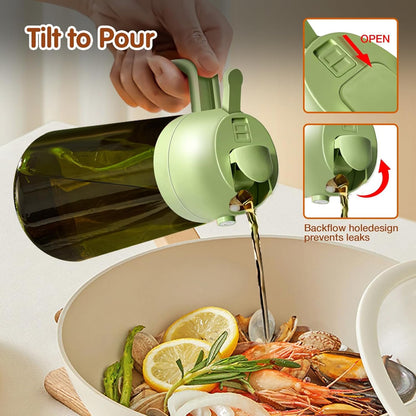 YARRAMATE 16oz/470ml Light-Blocking 2 in 1 Dark Oil Sprayer for Cooking, PremiumFood-Grade Dark Green Olive Oil Dispenser Bottle for Kitchen, Air Fryer, BBQ (Green)