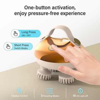 arboleaf Electric Scalp Massager Head Massager Scalp Stress Relax, 5 in 1 Kneading 128 Massage Nodes, Waterproof Hair Massage with 8 Removable Claws Cat Scratcher