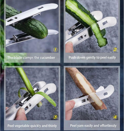Vegetable Peeler, Double-Sided Stainless Steel Cucumber Peeler, Kitchen Gadgets Tools for Salad Making Juicing Restaurant Outdoor Market Food Prep