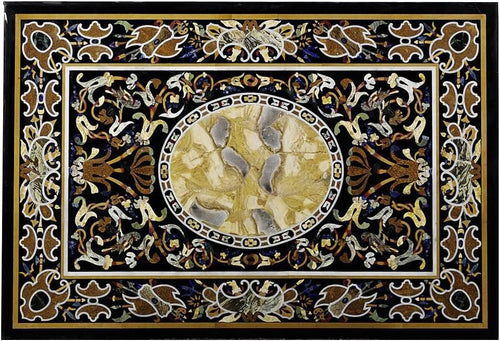 crafts look Marble Side Dining Table Top Inlay Semi Precious Stone Handmade Work