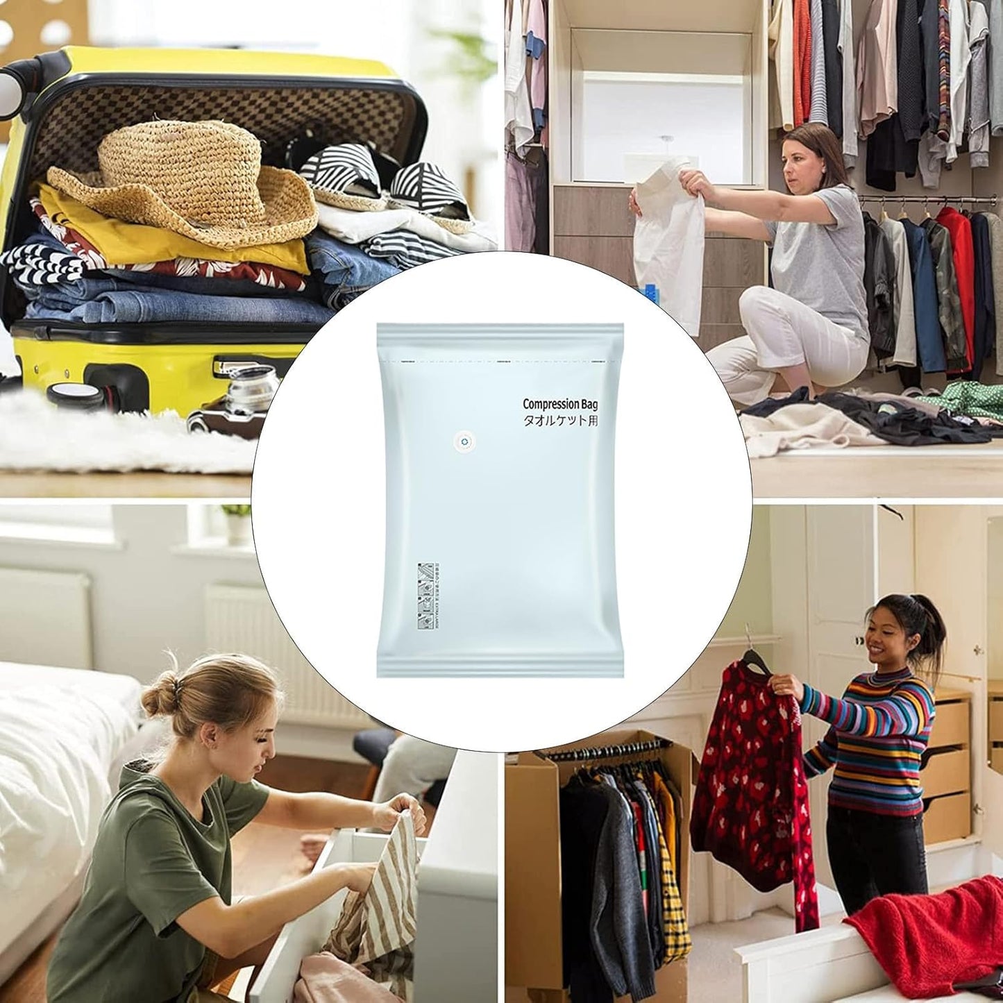 Sacchetti Sottovuoto per Abiti – Buste a Compressione Ermetiche per Vestiti | Sacchetti Sottovuoto per Biancheria da Letto, Trasloco, Cambio di Stagione, Organizzazione Armadio, Camera Universitaria