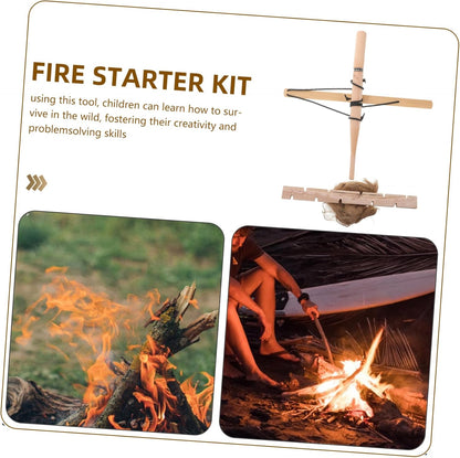 Abaodam Camping Fire Starters Kit Multifunctional Wood Bow Drill Tool for Boy Girl Outdoor Survival Learning Lightweight Portable for Family Activities Hiking Fishing and Picnics