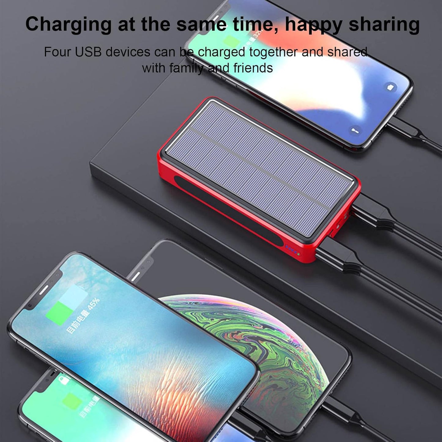 Outdoor Charging Station - Solar Power Charger Pack, Mobile Energy Source | 6.3 * 3.2 * 1.3 inches Shockproof Solar USB Bank, High Efficiency Portable Charger, Power Supply Backup During Hiking
