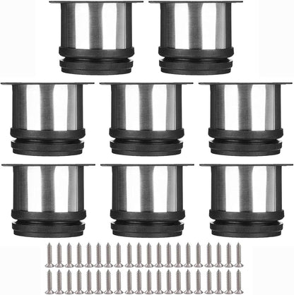 ASelected 8 Pieces Adjustable Furniture Feet 5 cm, Diameter 50 mm Pieces Adjustable Legs 0-15 mm Metal Base Feet Round Legs for Furniture, Paws Cabinet, Sofa, Table, Bed - Silver