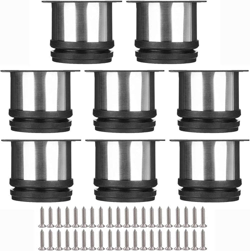 ASelected 8 Pieces Adjustable Furniture Feet 5 cm, Diameter 50 mm Pieces Adjustable Legs 0-15 mm Metal Base Feet Round Legs for Furniture, Paws Cabinet, Sofa, Table, Bed - Silver