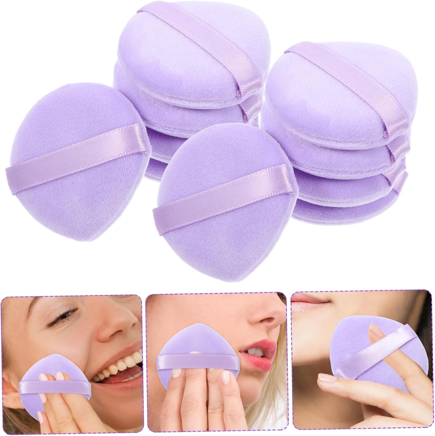 DEARMAMY 10Pezzi Portatili Morbidi Per Polvere Per Applicazione Makeup Accessori Cosmetici Microfibra
