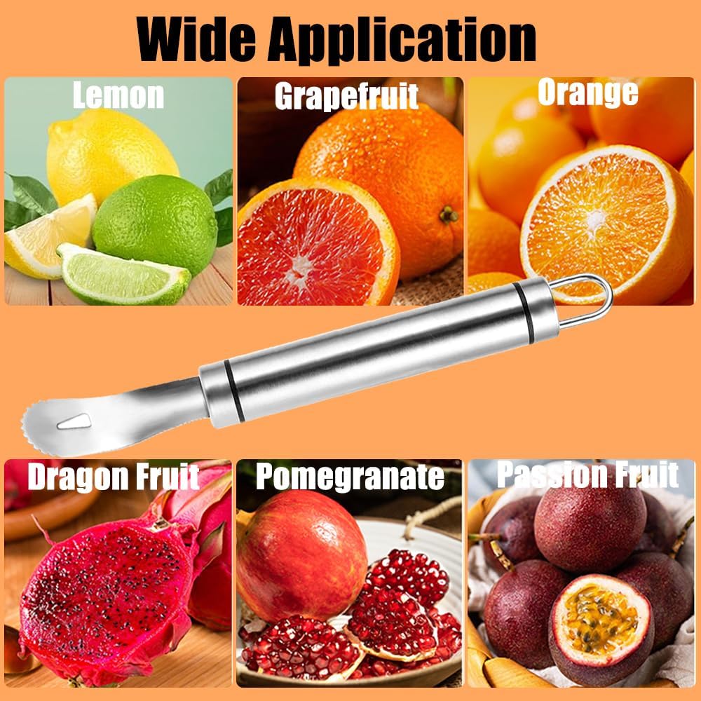 GZMAISULEE Stainless Steel Orange Peeler Easy and Quick Peeling Long Handle Orange Citrus Peeler Tool Triangle Shovel and Serrated Shovel Orange Peeler Creative Kitchen Gadgets
