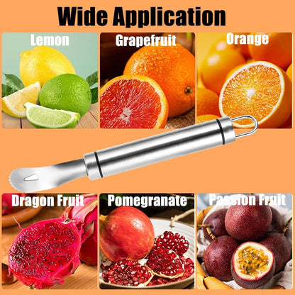 GZMAISULEE Stainless Steel Orange Peeler Easy and Quick Peeling Long Handle Orange Citrus Peeler Tool Triangle Shovel and Serrated Shovel Orange Peeler Creative Kitchen Gadgets