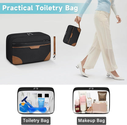 Toiletry Bag for Men Women Waterproof Toiletry Bags Portable Travel Toiletries Bag TSA Approved Cosmetic Makeup Bag Travel Organizer Storage for Accessories(with Removable Handle),Black