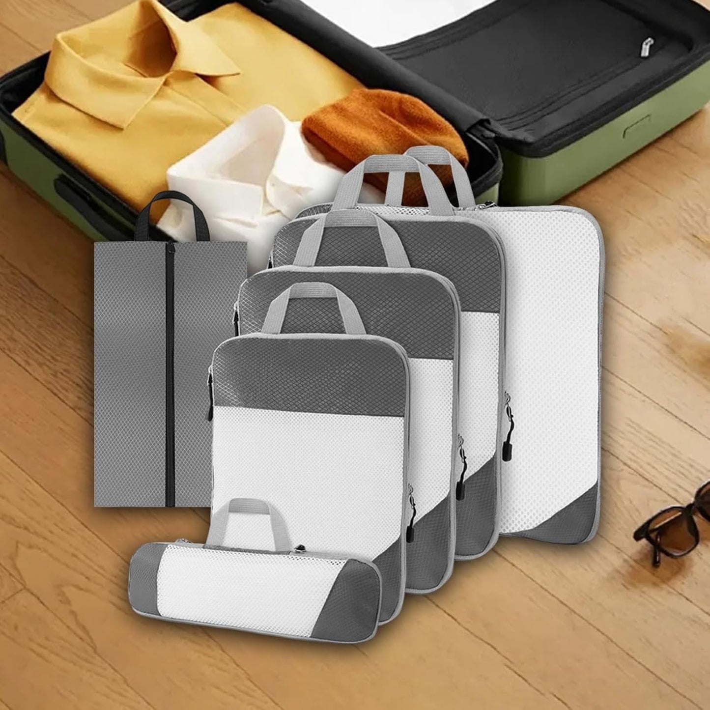 Gralara Ultimate Travel Packing Cubes Set for Seamless Organization, Gray