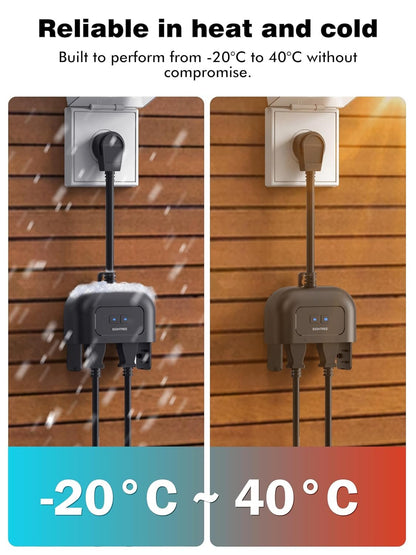EIGHTREE Outdoor Smart Plug Waterproof IP44, Smart Outlet Plug with 2 Independently Controlled Outlets, Compatible with Alexa and Google Assistant, Voice & Remote Control, Timer&Schedule, 2.4GHz Only