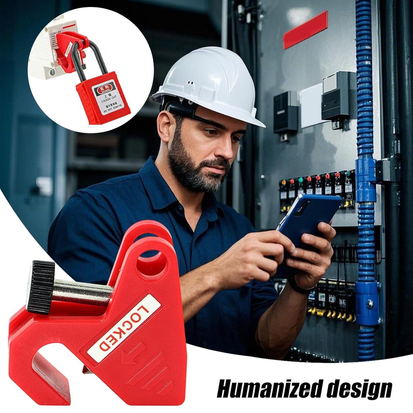 Circuit Breaker Lockout, Electric Air On-Off Lock, Home Distribution Box Lock, Safety Isolation Device, Secure Locking Tool for Electrical Panels, Industrial and Factory Equipment