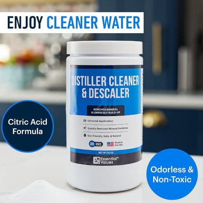 Citric Acid Powder Cleaning for Water Distillers - Bulk 2 LBS Universal Descaler for Distilling Machines, Kettles & More - Remove Limescale & Mineral Buildup Fast - For Waterwise & Other Brands