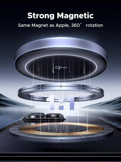 UGREEN MagFlow Qi2 15W Wireless Charging Pad, Wireless Charger MagSafe Compatible, Magsafe Charger with 1.5 m Cable, for iPhone 16/15/14/13/12 and AirPods