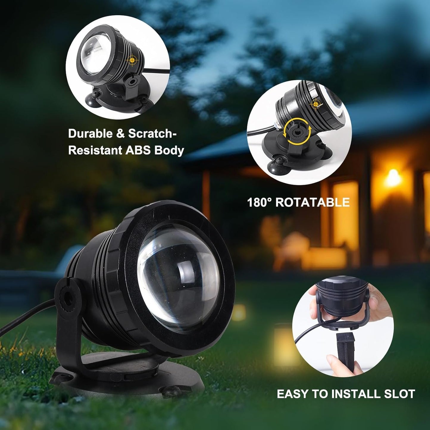 ASTRAEA RGB Outdoor LED Spot Lights, 12W Color Changing Landscape Spotlights Lighting with Remote Control & APP, Music Sync & Timer, Waterproof Spotlights Uplighting for Yard Garden Pathway, 2 Pack