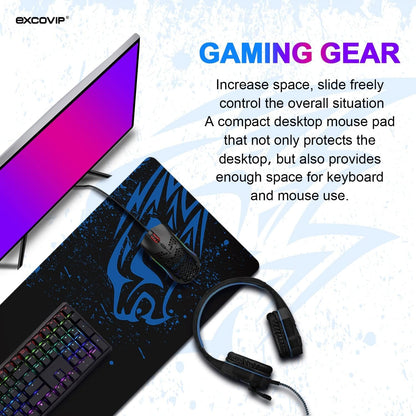 EXCOVIP Blue Leopard Large XL Gaming Mousepad desk mat gaming big mouse pads with designs lapboard keycaps office and gamers keyboard & mouse accessories gaming cool and nice mouse pad 3522 (70×30CM)-