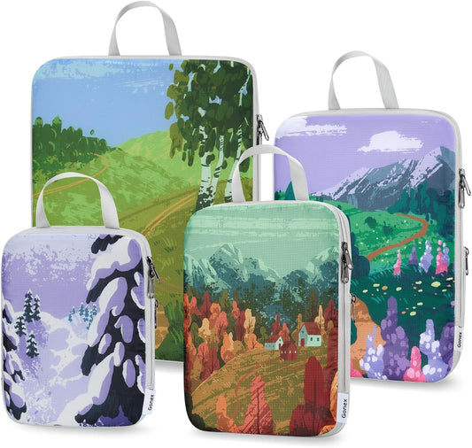 Gonex 4 Piece Set Portable Storage Suitcase Storage Bags for Clothing Cosmetics Expandable Cubes Packing Cube Set Travel Organizer