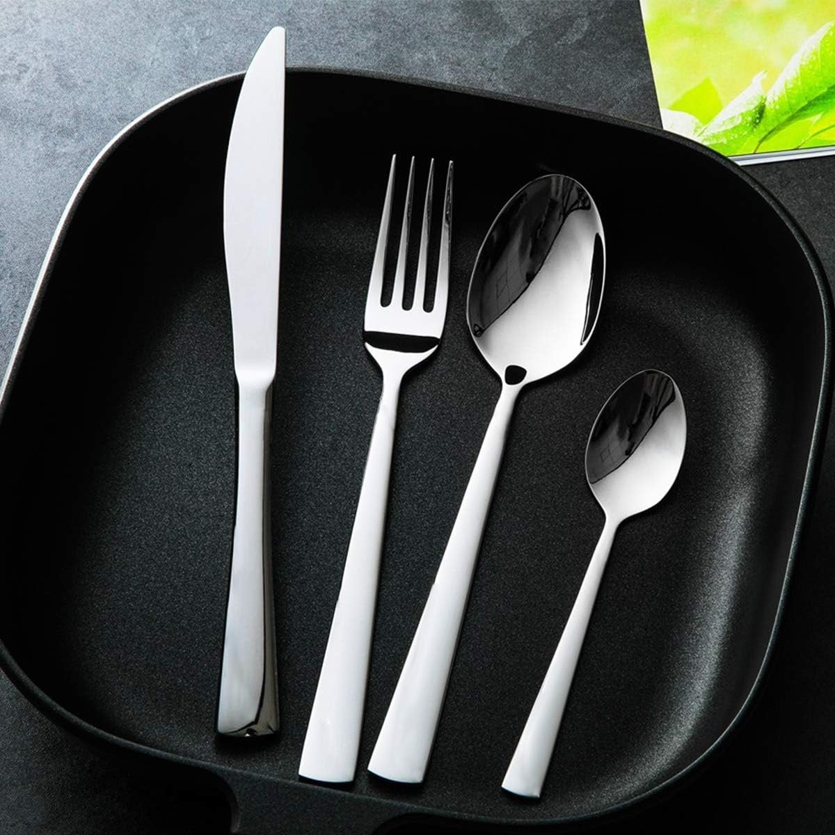 Flatware Set, 20-Piece Cutlery Set for 4, Stainless Steel Premium Silverware Sets with Forks Spoons Knife, MASSUGAR Utensils Set, Dishwasher Safe