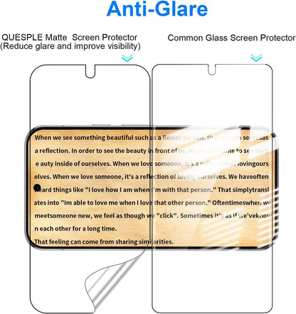 QUESPLE 2 Pack for Google Pixel 9 Pro XL Anti-Glare Matte TPU Screen Protector 6.8 Inch, Smooth and Responsive Touch Screen Protector Film for Gamming, [Support Fingerprint Unlock] [Self-Healing] [Not Glass]
