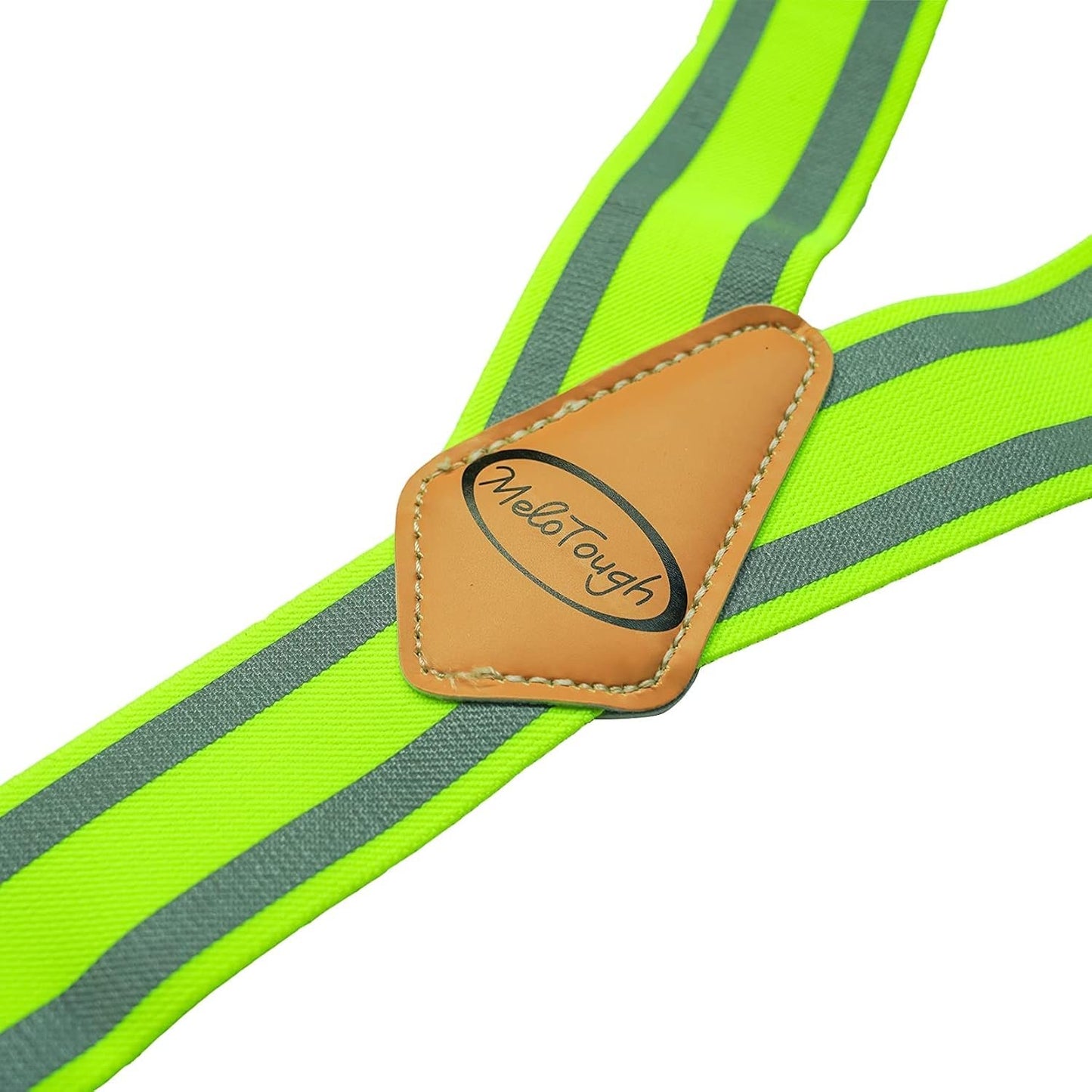 MELOTOUGH Tool Belt Suspenders Reflective Safety Suspenders With Fully Elastic 2 inch Wide Y back Heavy Duty Suspenders, Lime Green, one size fits most