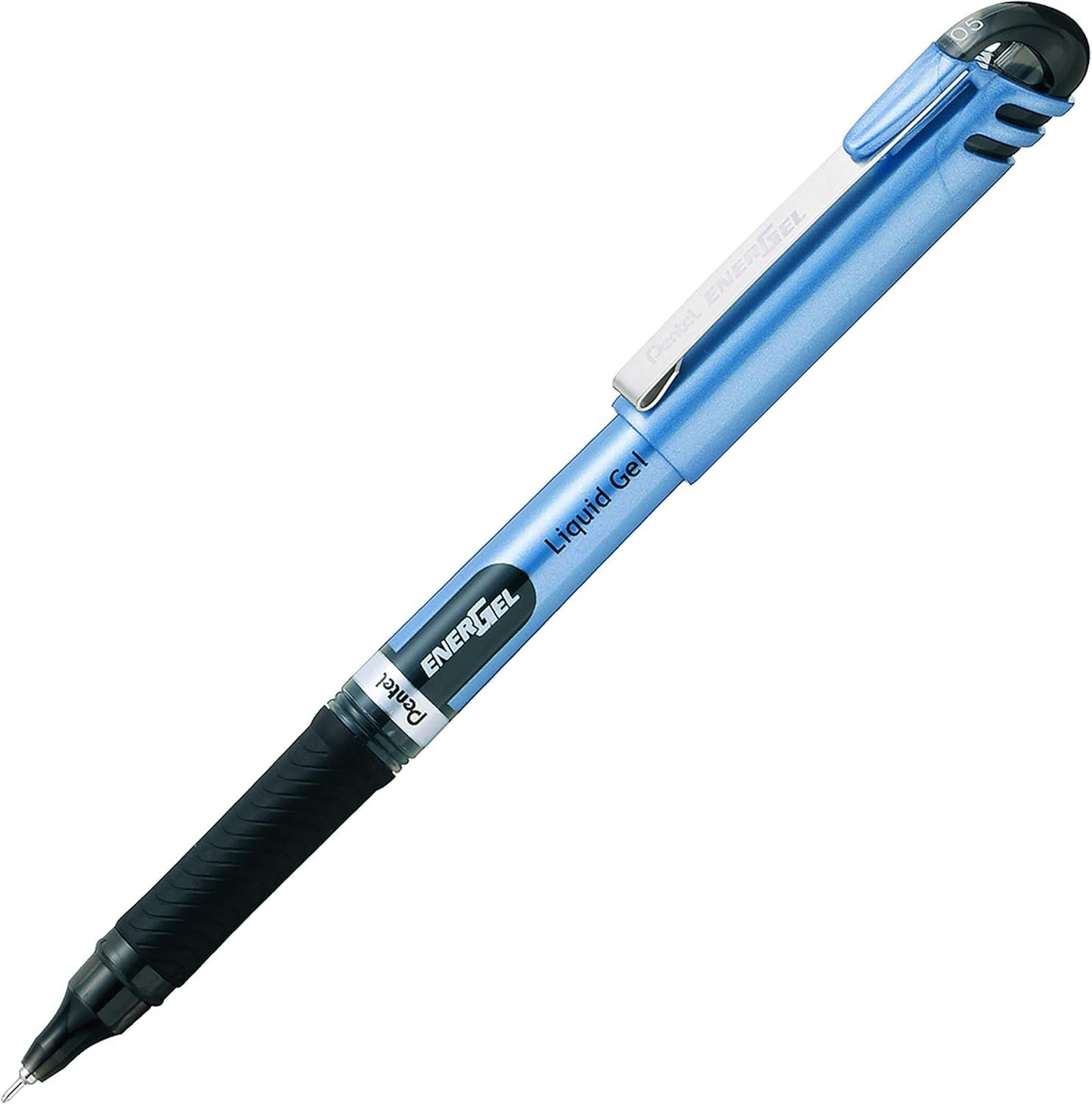 Pentel EnerGel Liquid Gel Rollerball Pen with Cap to Protect Pockets, Everyday Writing, Office Supplies, School Supplies, 0.5mm, Fine Needle Point, Blue Barrel, Black Ink, BLN15BP-A, 1 Pack