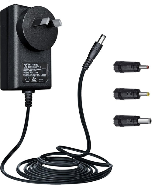 9V 1A/1000mA 1.8M Long Power Supply Adapter, AC 100-240V to DC 9V 1A 9W Switching Adapter Wall Plug with 3 Tips for Tapo Cameras,Arduino UNO MEGA,Elliptical Machine and More 9V Devices,SAA Certified