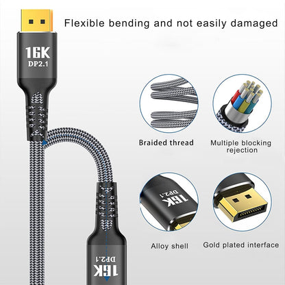 Azxcvbnm DisplayPort 2.1 Cable 16K@30Hz 10K@60Hz Gaming Display Cable for Video Streaming for Gamers and Designers