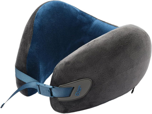 Travel Blue Infinity Neck Support Pillow - Premium Memory Foam Travel Pillow with 360 Degree Neck Support for Comfort and Pain Relief - Ideal for Airplane, Car and Train Travel (Blue)