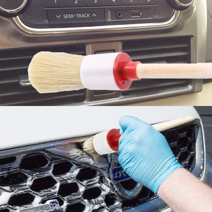 Swpeet 5 Pcs Premium Natural Boar Hair Brush Set Precision Automotive Detailing Brushes for Cleaning Wheels/Motor/Interior/Emblems/Interior/Exterior/Air