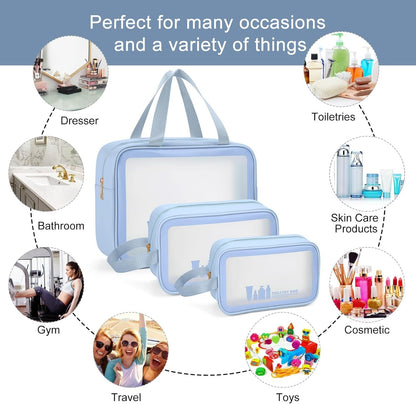 MAANGE Toiletry Bag for Women Men, Translucent Waterproof Makeup Cosmetic Bag Travel Organizer for Accessories, Toiletries