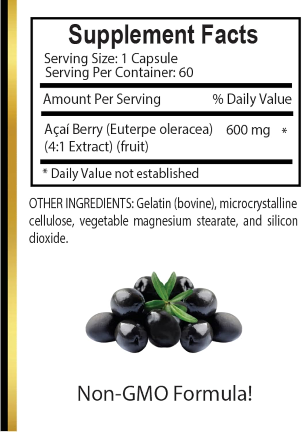 ACAI Berry Extract - acai Berry Cleanse, Non-GMO, Extract, Anti Aging Supplement Acai Berry Extract for Women and Men, Wellness - 1 Bottle 60 Capsules