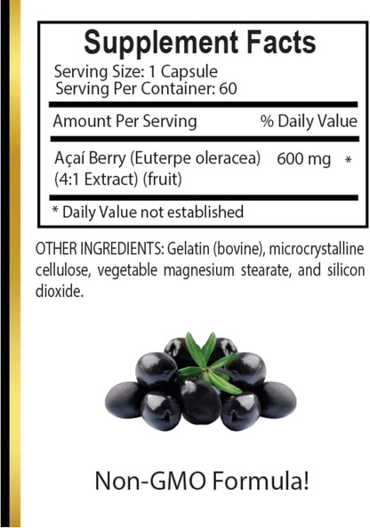 ACAI Berry Extract - acai Berry Cleanse, Non-GMO, Extract, Anti Aging Supplement Acai Berry Extract for Women and Men, Wellness - 1 Bottle 60 Capsules