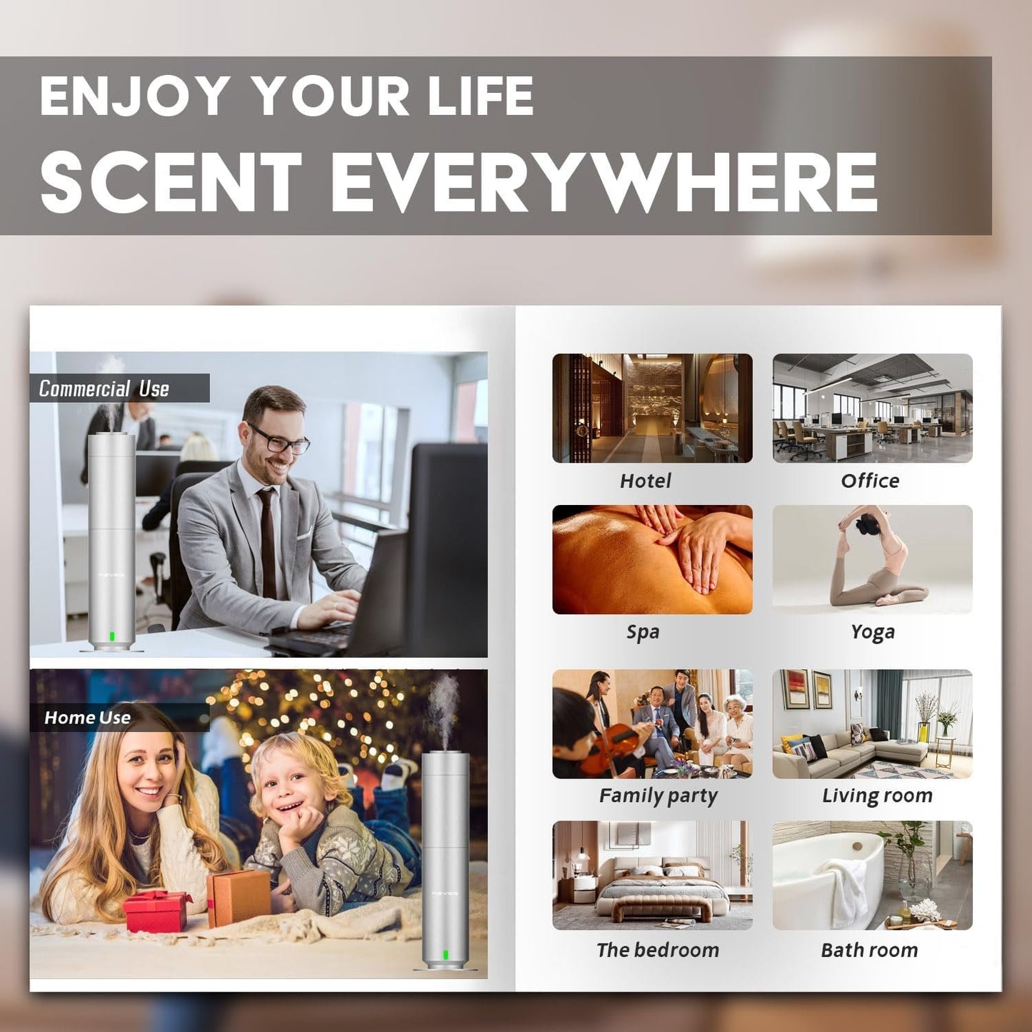 Diffuser Machine for Hotel-Scent Air Machine for Home-Diffusers for Home-Waterless Essential Oil Diffusers-Studio Scent Diffuser-Large Room-Cold Air-Office Fragrance-App Remote Control - Silver