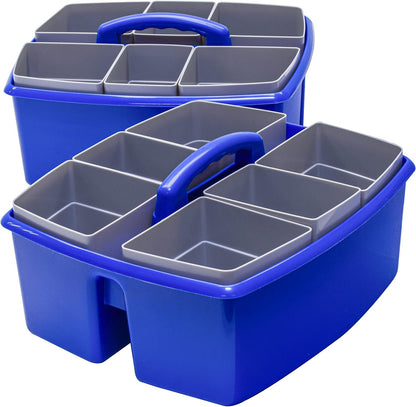 Storex 00985U02C Large Caddy with Sorting Caddy, 13 x 11 x 6.38 Inches, Blue, 2-Pack
