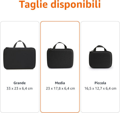 Amazon Basics Medium Protective Case for GoPro and Action Cam with Foam Inside, Portable & Lightweight, 9 x 7 x 2.5 inches, Black, Solid