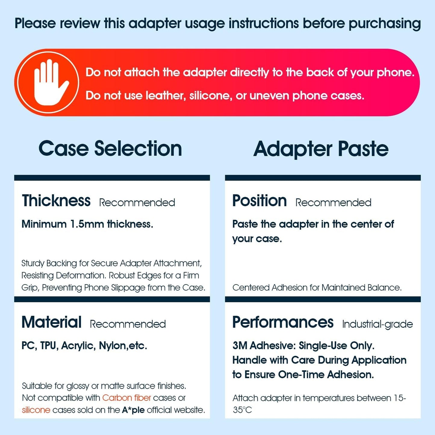 Sincetop Nylon Phone Adhesive Paste Adapter - Quick Install, Secure Connection, Durable Design - Compatible with C-Series【1st or 2nd Generation】 All Mounts