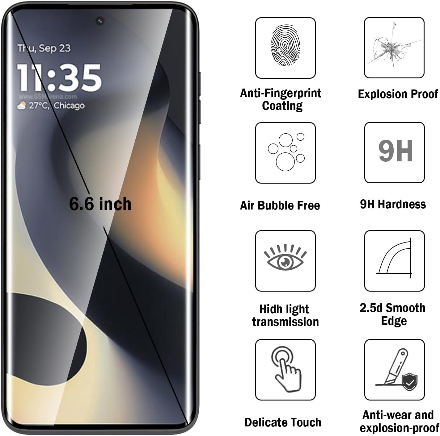 Natbok 2 Pack 3D Compatible with Motorola Edge 2024/2023 Screen Protector,9H Tempered Glass Film,HD Clear Scratch Resistant,Bubble-Free for Moto Edge 2024 Screen Protector